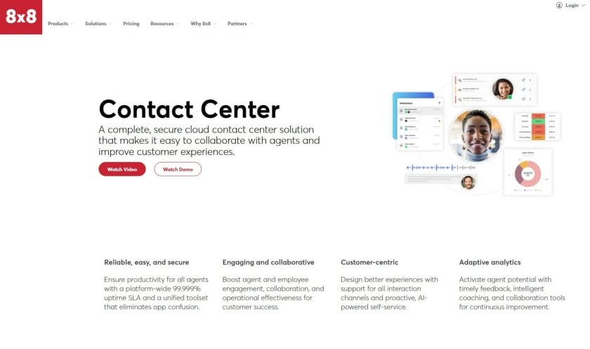 8x8 comprehensive, secure cloud contact center solution.