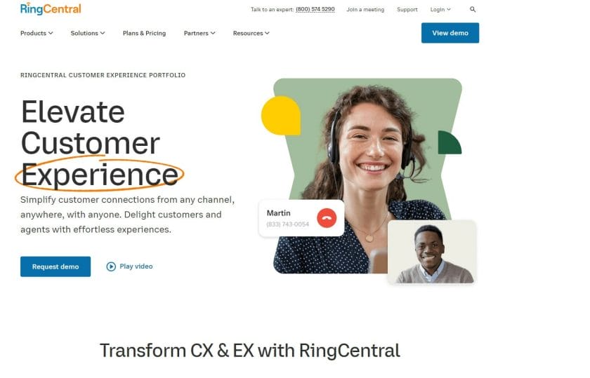 RingCentral elevate customer experience call center solutions.