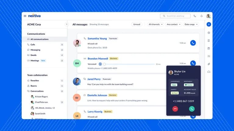 NextivaONE by Nextiva let businesses brings all conversations together in a single online application.