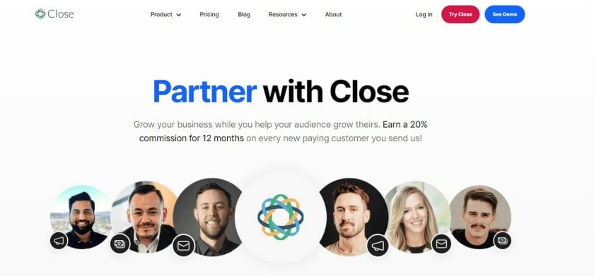 Partner with Close and join the Close CRM affiliate partner.