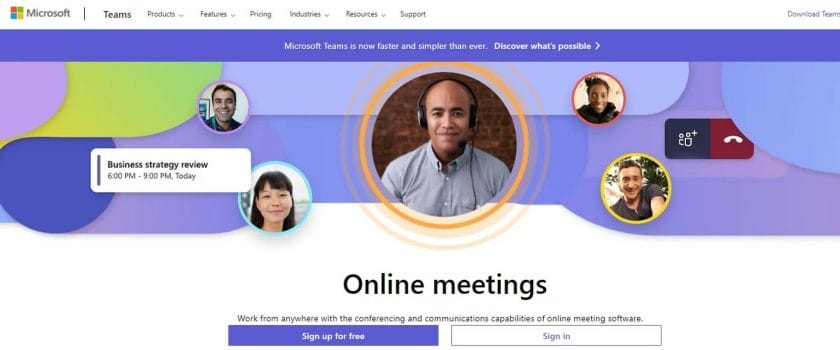 Microsoft Teams online meetings software.